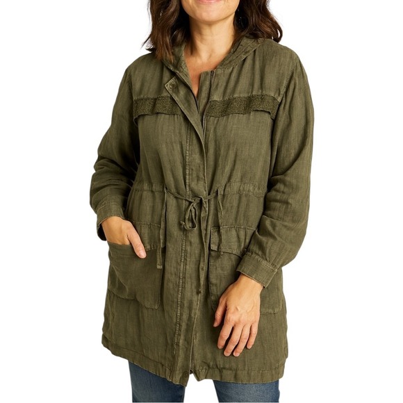 Sundance Long Linen Jacket S Green Natural Breathable Cottage Lagenlook Oversize - Picture 1 of 8